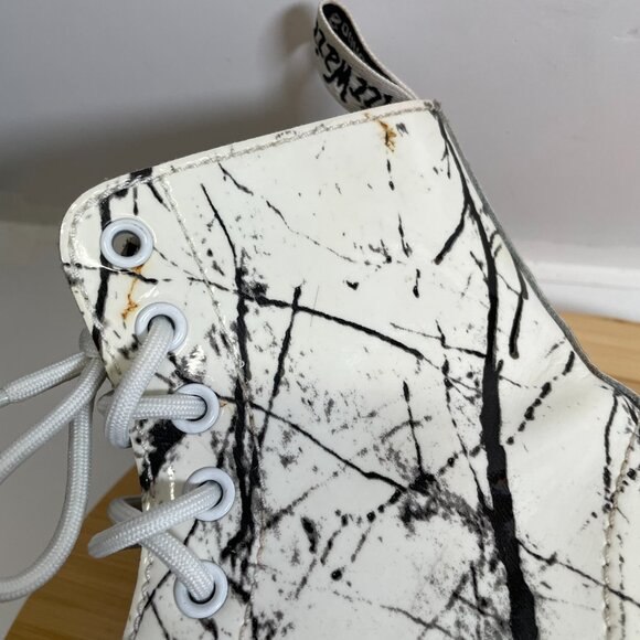 Dr Martens Women US 6 EU 37 Black White Splatter Pascal Boots Patents Leather - Picture 8 of 10